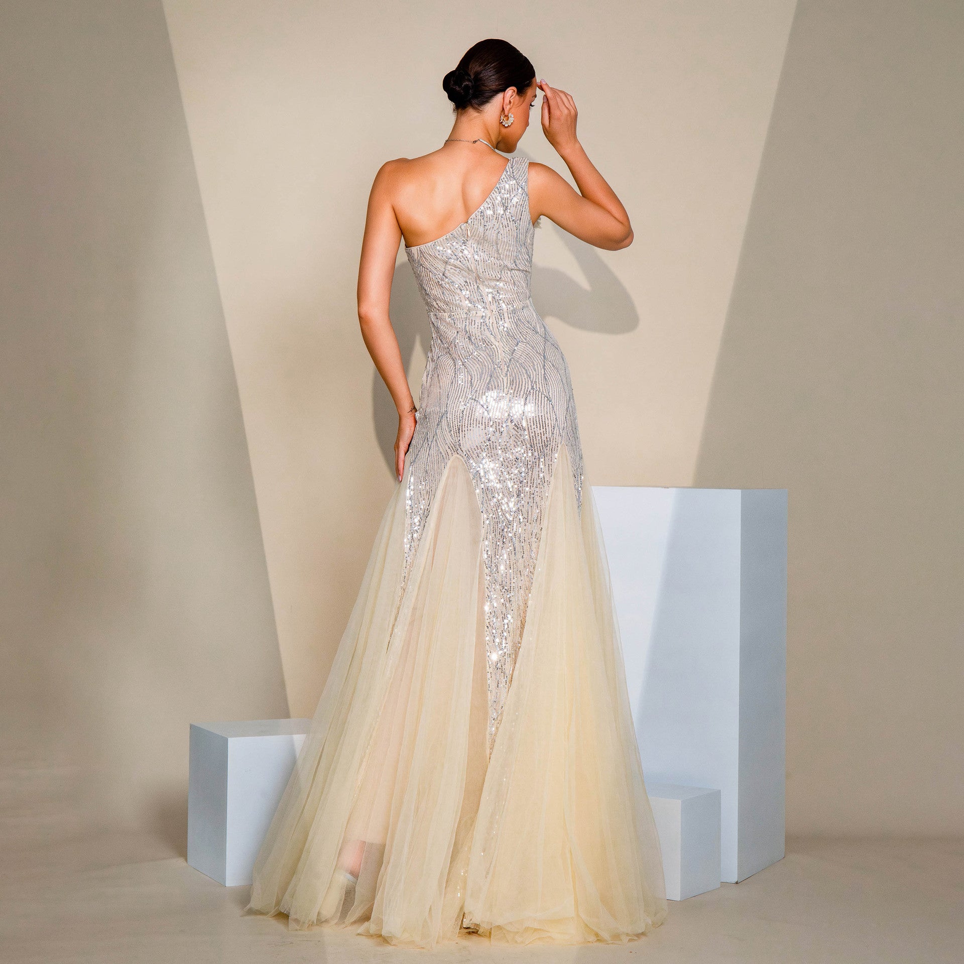 Robe de Cérémonie Asymétrique et Pailletée