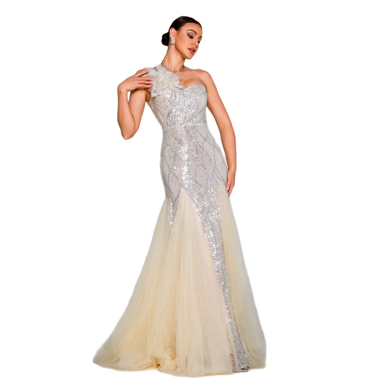 Robe de Cérémonie Asymétrique et Pailletée